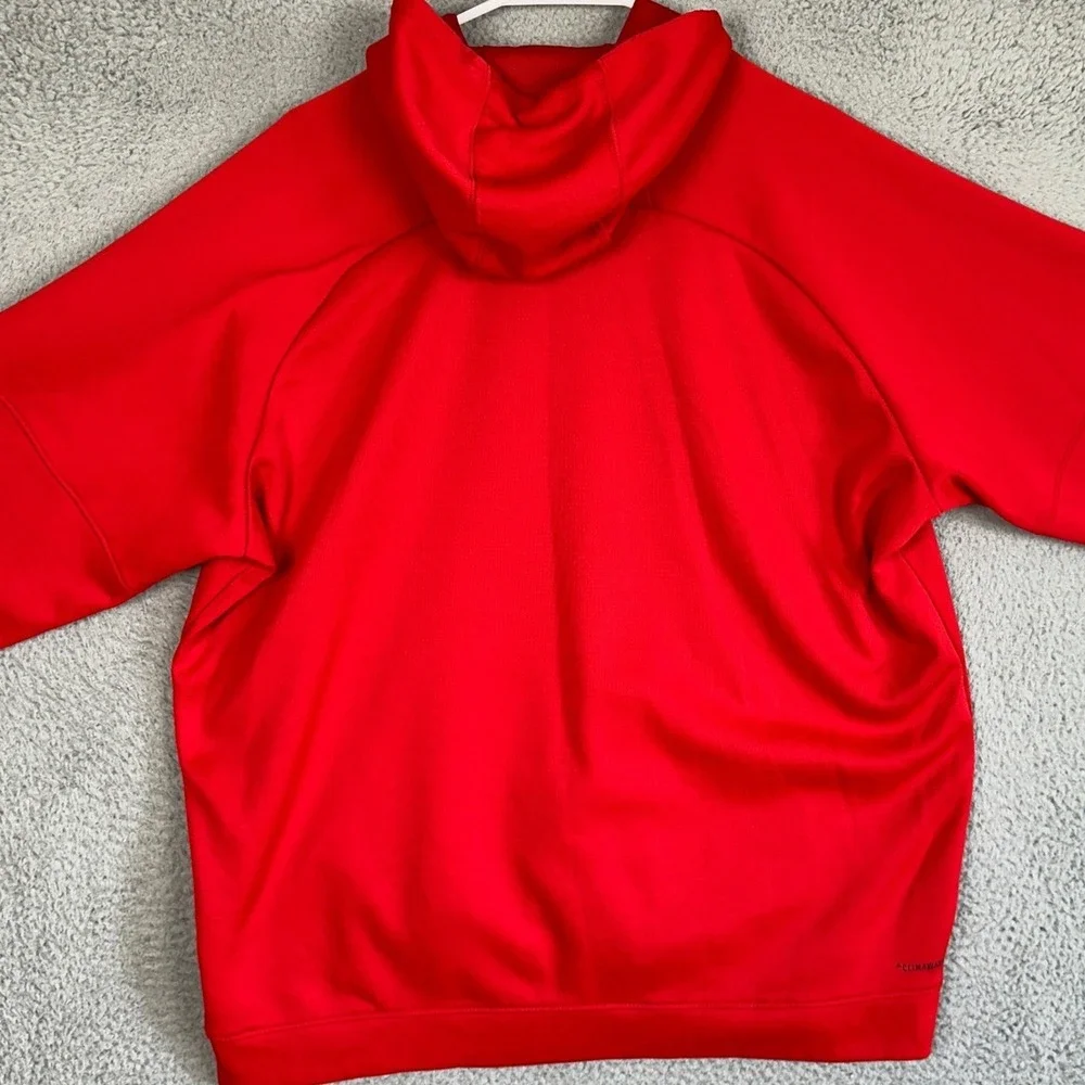 Adidas Hoodie Mens 2XL Red Climalite Pullover Graphic Logo Sweatshirt Drawstring